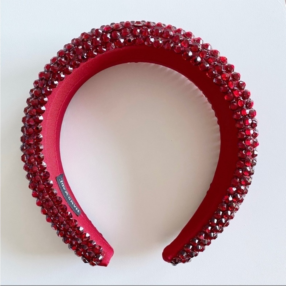 NWOT Red Sparkly Jeweled Padded Headband Beaded Holiday Christmas